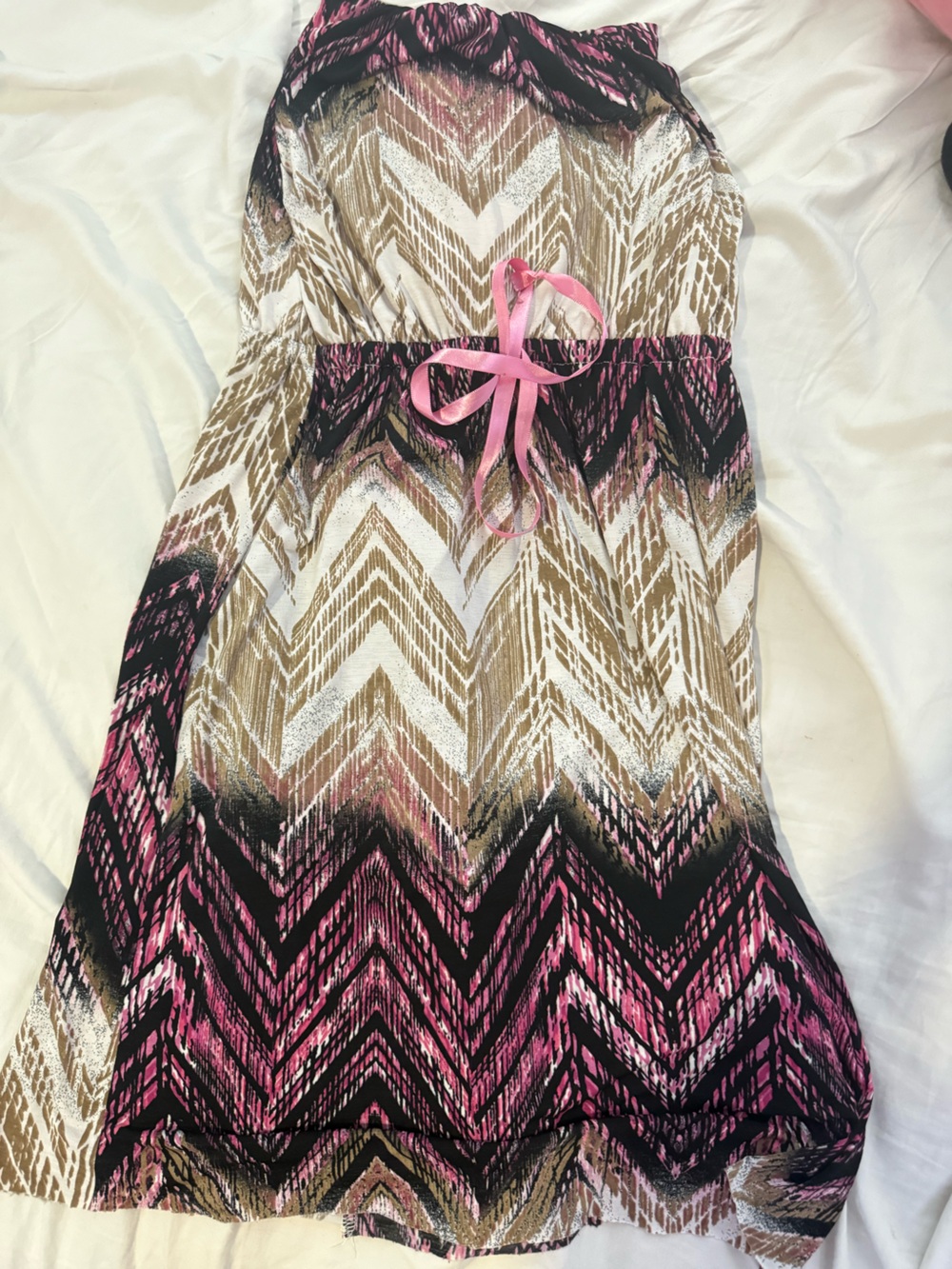 Dress with Pink and Black Chevron Print
